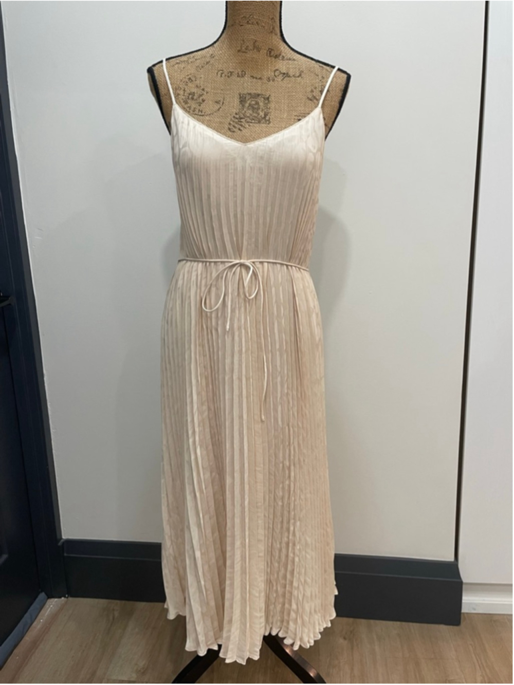 Banana Republic Pleated Maxi Midi Slip Dress Large Ballet Minimalist Goddess